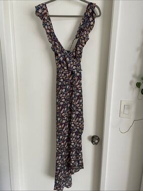 WYLDR Navy Floral Maxi Dress with Pink and Cream Flowers